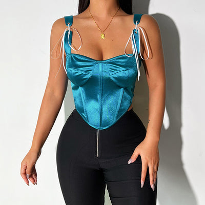 Satin Suspenders Waist Straps Short Tops Summer New Small Vest Suspenders